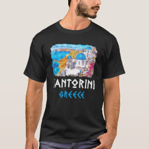 Camiseta Pintura de recuerdo de Santorini Grecia 1