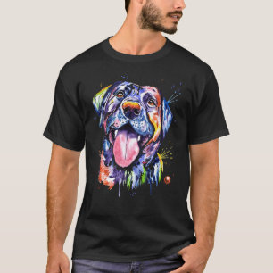 Camiseta Pintura de retrato de Mascota de acuarela de Black
