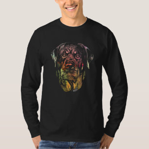 Camiseta Pintura de retrato de rostro de perro Rottweiler P