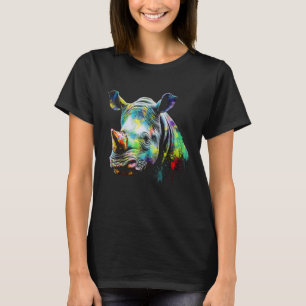 Camiseta Pintura de Rhino Lover colorida de animal Motif Rh
