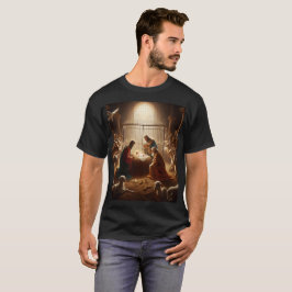 Camiseta pintura de rojos magos en una jaula con un bebé