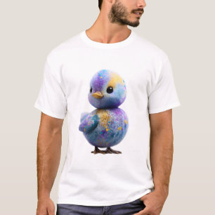 Camiseta Pintura de Salpicaduras de Color Gallina Ave Hombr