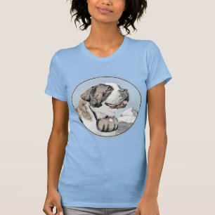 Camiseta Pintura de San Bernardo - Arte de Perro Original.