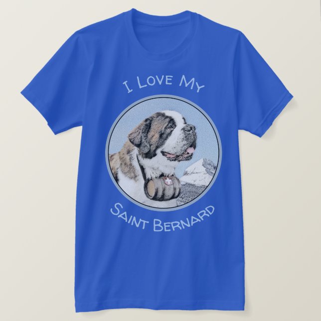 Camiseta Pintura de San Bernardo - Arte de Perro Original. (Anverso del diseño)