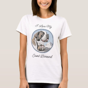 Camiseta Pintura de San Bernardo - Arte de Perro Original.