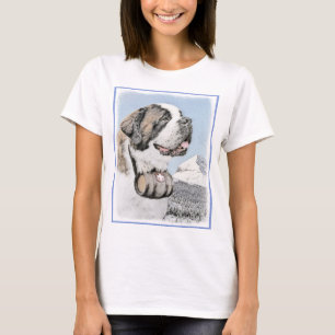 Camiseta Pintura de San Bernardo - Arte de Perro Original.