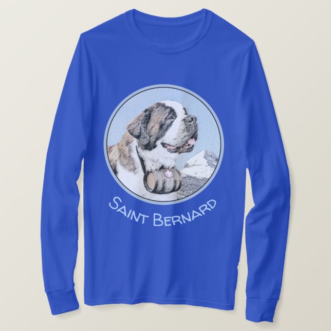 Camiseta Pintura de San Bernardo - Arte de Perro Original. (Anverso del diseño)