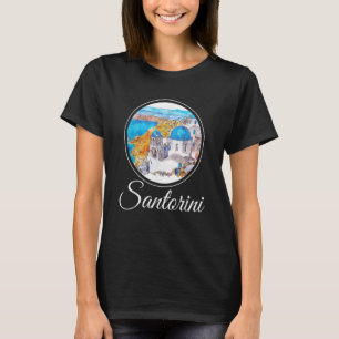 Camiseta Pintura de Santorini Grecia Recuerdo