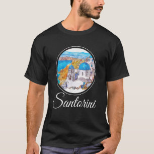 Camiseta Pintura de Santorini Grecia Recuerdo