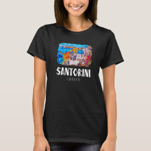 Camiseta Pintura de Santorini Grecia Recuerdo