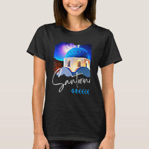 Camiseta Pintura de Santorini Grecia Recuerdo de Viaje para