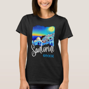 Camiseta Pintura de Santorini Grecia Recuerdo de Viaje para