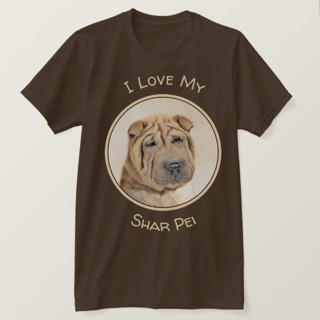 Camiseta Pintura de Shar Pei - Arte Perro Original Cuto (Anverso del diseño)