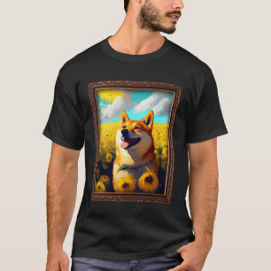 Camiseta Pintura de Shiba Inu Flor de Girasol Mamá Mujeres