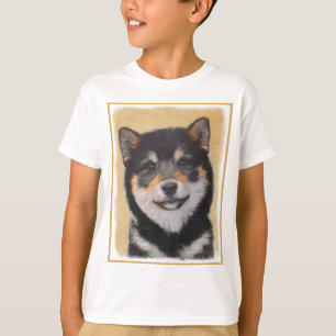 Camiseta Pintura de Shiba Inu (Negro y Canela) - Arte de Pe