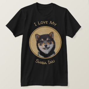 Camiseta Pintura de Shiba Inu (negro y moreno) - arte del