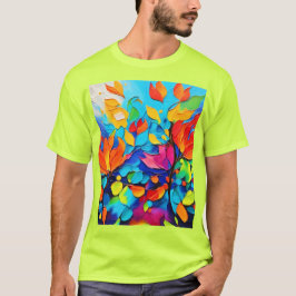 Camiseta Pintura de sinfonía floral vibrante