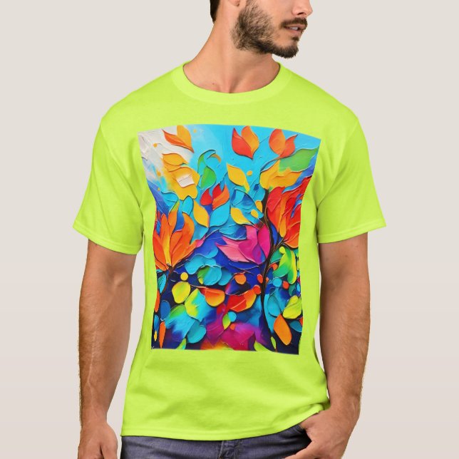 Camiseta Pintura de sinfonía floral vibrante (Anverso)