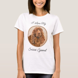 Camiseta Pintura de Sussex Spaniel - Arte Perro Original Cu