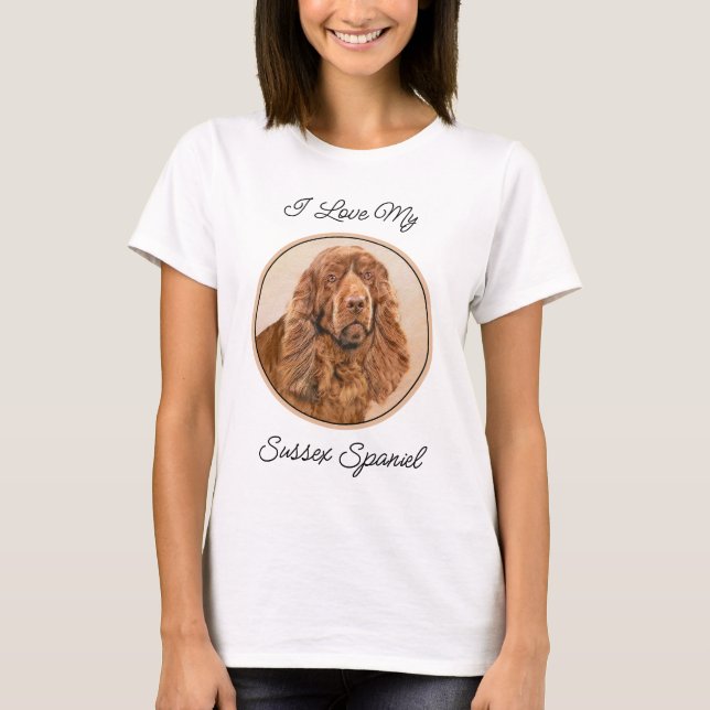 Camiseta Pintura de Sussex Spaniel - Arte Perro Original Cu (Anverso)
