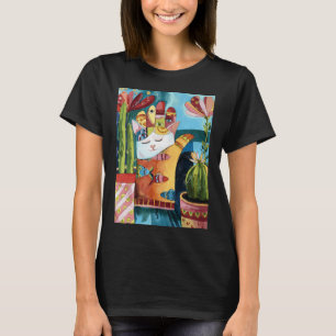 Camiseta Pintura de Talismán de Gato Hamsa