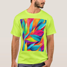 Camiseta Pintura de Tapiz de Hoja Tropical