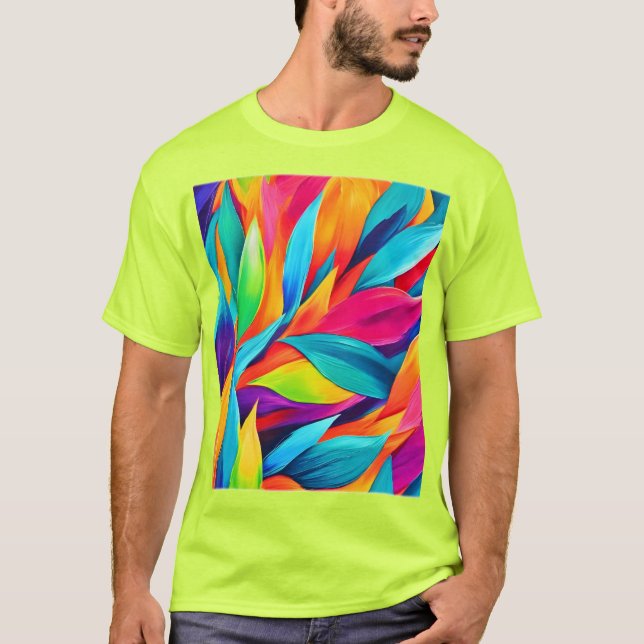 Camiseta Pintura de Tapiz de Hoja Tropical (Anverso)