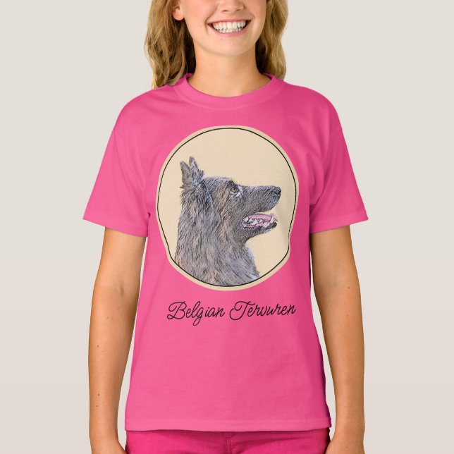Camiseta Pintura de Tervuren belga - Arte de perro original (Anverso)