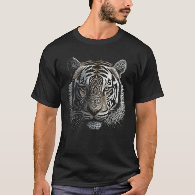 Camiseta Pintura de tigre blanco Mandala Tigre animal 1 (Anverso)