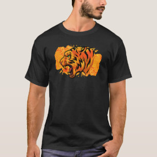 Camiseta Pintura de tigre colorida sobre la cabeza del tigr
