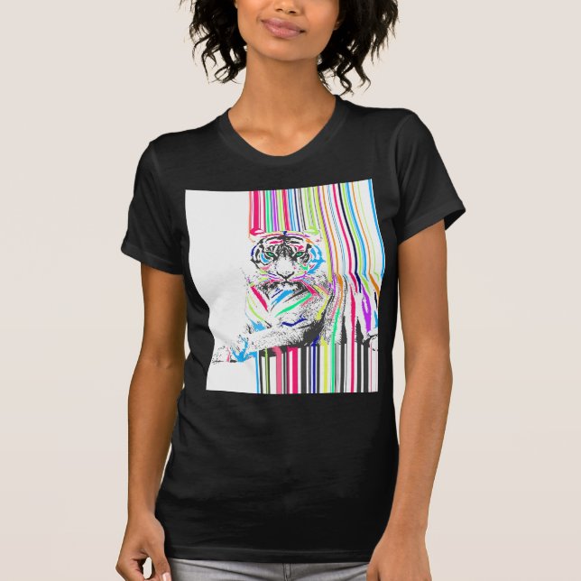 Camiseta pintura de tigre de neón vibrante de moda (Anverso)