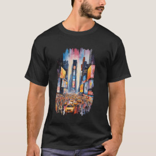 Camiseta Pintura de Times Square de Nueva York Arte Acuarel