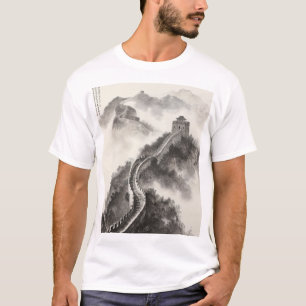 Camiseta Pintura de tinta china de las montañas de la Gran