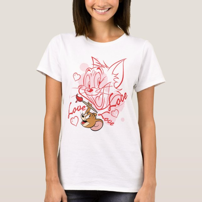 Camiseta Pintura de Tom y Jerry Valentine (Anverso)