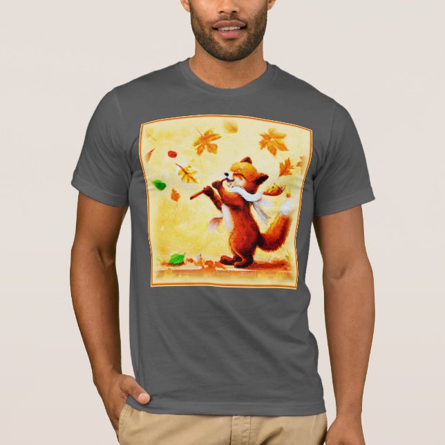 Camiseta Pintura de un feliz Zorro Rojo cantante. ¡Hazte co (Anverso)