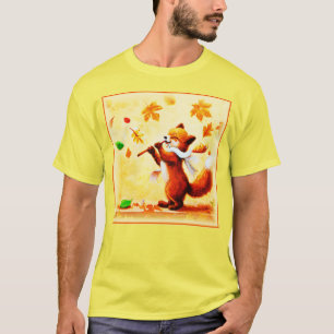 Camiseta Pintura de un feliz Zorro Rojo cantante. ¡Hazte co