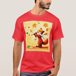 Camiseta Pintura de un feliz Zorro Rojo cantante. ¡Hazte co