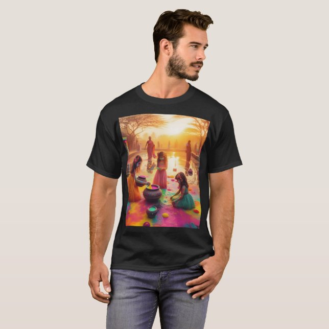 Camiseta pintura de un grupo de chicas jugando en el agua (Anverso completo)