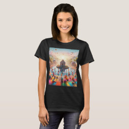 Camiseta pintura de un grupo de personas en un parque con