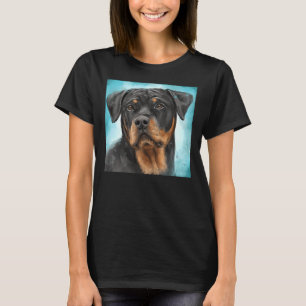 Camiseta Pintura De Un Rottweiler Adorable Con Un Curioso