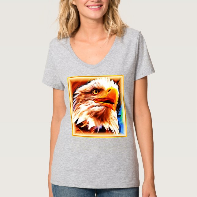 Camiseta Pintura de una asombrosa cara de águilas. ¡Hazte c (Anverso)