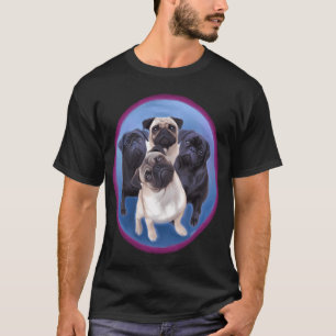Camiseta Pintura de una pandilla de cuatro pug