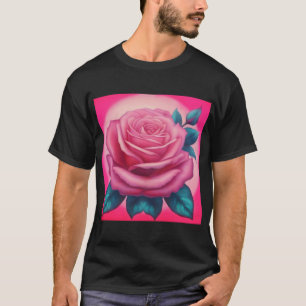 Camiseta Pintura de una rosa rosa rosa de neón