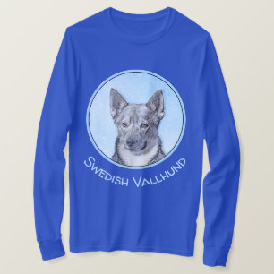 Camiseta Pintura de Vallhund Sueca - Arte Perro Original Cu