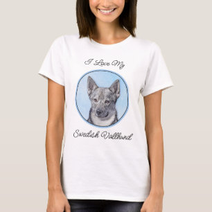 Camiseta Pintura de Vallhund Sueca - Arte Perro Original Cu