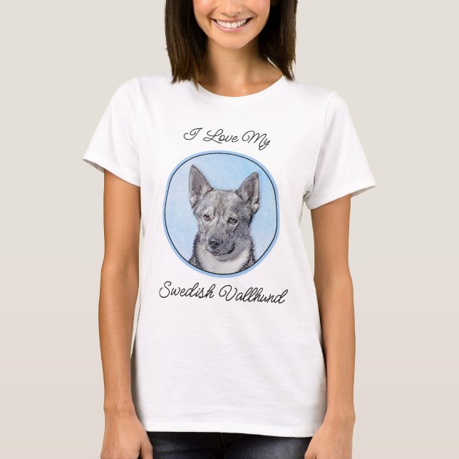Camiseta Pintura de Vallhund Sueca - Arte Perro Original Cu (Anverso)