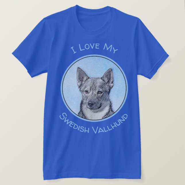 Camiseta Pintura de Vallhund Sueca - Arte Perro Original Cu (Anverso del diseño)