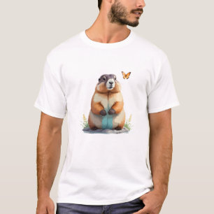 Camiseta Pintura de vectores de marmota Adorable Fun Animal