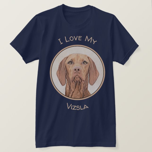 Camiseta Pintura de Vizsla - Arte Perro Original. (Anverso del diseño)