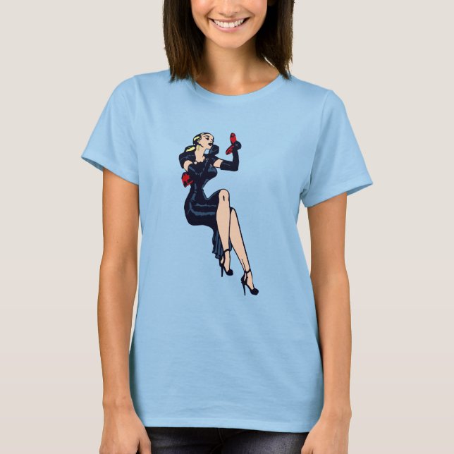Camiseta Pintura del Chica del glamour retro de Bonito rubi (Anverso)